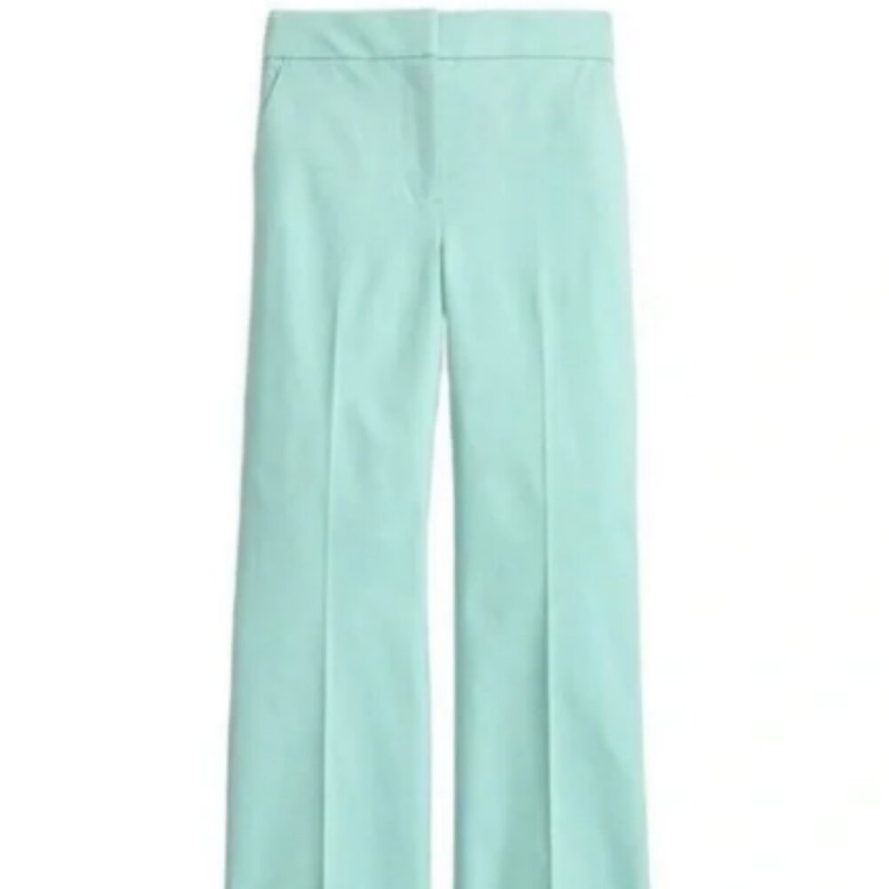 NWT J. Crew Hayden Kick Out Crop Pant in Bi Stretch Cotton Sz 8 Mint Aqua - Picture 2 of 11